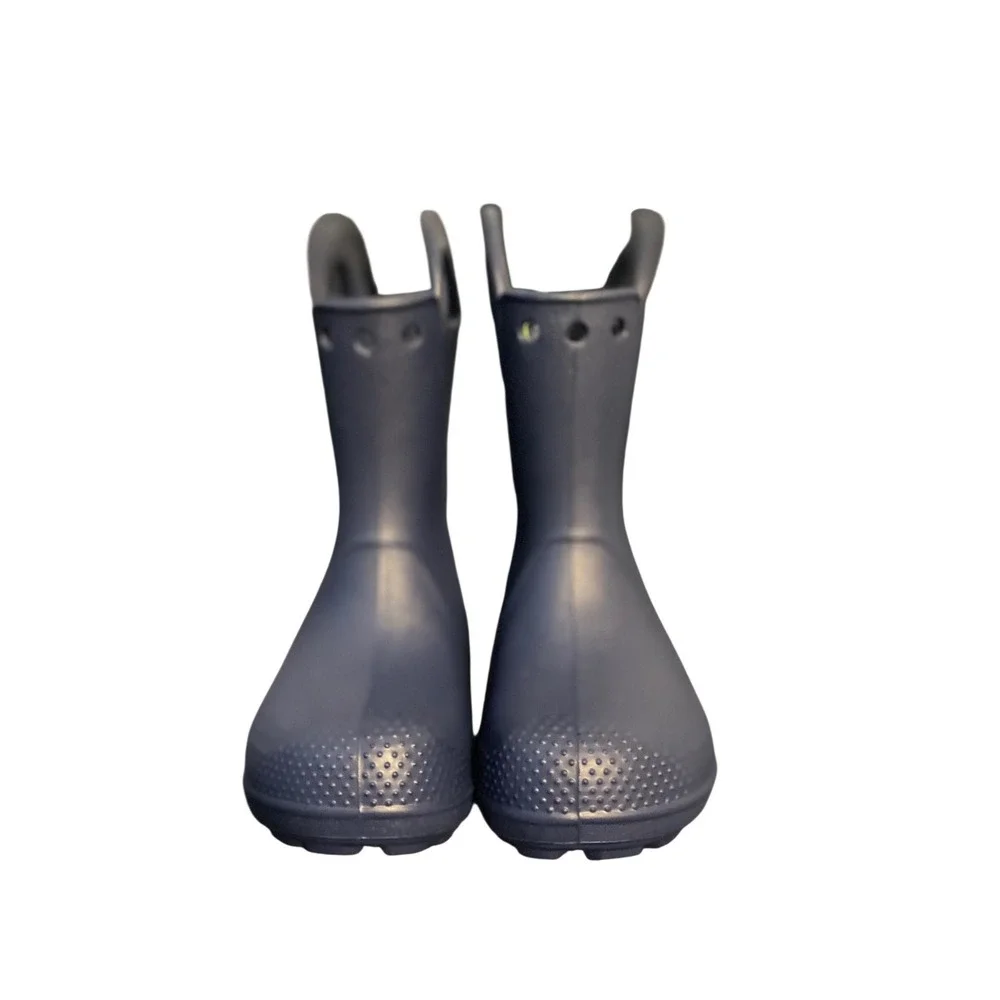 Crocs Kids Handle It Rain Boot Navy Blue Waterproof Pull On C10 211056-410